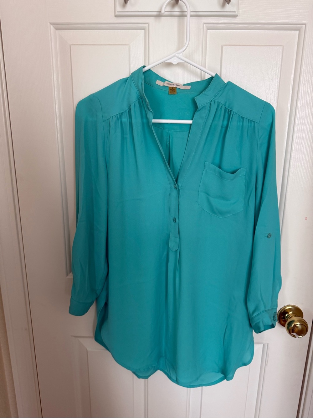 41 Hawthorn Teal Button-Front Tunic Blouse